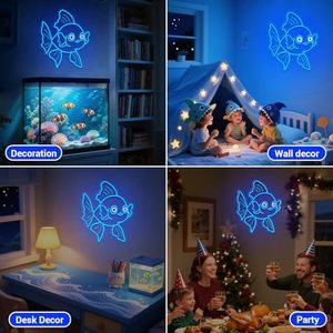 Signes électroniques LED personnalisables IP65 étanches <span class=keywords><strong>Poisson</strong></span> <span class=keywords><strong>rouge</strong></span> bleu Thème océan pour la maison Bar Chambre à coucher Restaurant Cadeaux de Noël - Product Image 5
