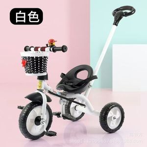 Children's Tricycle With Basket And Push Handle For 2 To 4 Years Old Indoor Outdoor Use Blue Color <b>Plastic</b> <b>Wheels</b> - Product Image 2