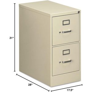 Alera Economy Vertical File Cabinet with Two Letter-Size Drawers 15\" X 25\" X 28.38\" <b>Metal</b> <b>Putty</b> Color - Product Image 1