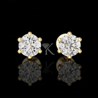 Pendientes de Diamantes Cultivados en Laboratorio con Corte Solitario Esencial de 0.50-5.00ct, Certificados por IGI, Oro Sólido de 14K con Cierre de Rosca Seguro