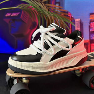 Baskets décontractées pour hommes en cuir véritable à semelle épaisse, antidérapantes, style automne, tendance nationale, chaussures de skate - Product Image 5