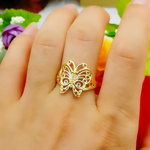 Anillo de Mariposa Chapado en <span class=keywords><strong>Oro</strong></span>, Joyería de Estilo <span class=keywords><strong>Nacional</strong></span>, Anillo de Dedo para Mujer - Product Image 4
