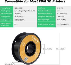 Filament <span class=keywords><strong>officiel</strong></span> KINGROON Premium Pla 1.75mm 1KG(2.2lbs) Précision dimensionnelle +/- 0.02mm Filament d'imprimante 3D EC0-Friendly - Product Image 6