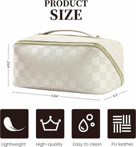 Bolsa Organizadora de Brochas de Maquillaje de Viaje de Cuero de Lujo Personalizada, Linda y Moderna con Cierre Rosa, Estuche Cosmético Profesional con Diseño Personalizado - Product Image 3