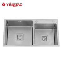Évier de cuisine multifonction YINGTAO, haute technologie, double bac, encastré, en acier inoxydable poli, design contemporain