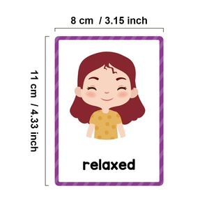 Cartes d'émotions personnalisées en papier fantaisie pour enfants, cartes de mots gaufrées, cartes laminées imperméables, jouets éducatifs SEL pour l'apprentissage émotionnel préscolaire - Product Image 2