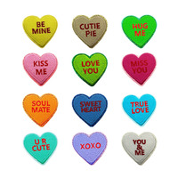 Stock 5cm Fer sur Paillettes Colorées Bord Brodé Coeur Avec Mots Valentine Patch pour Chapeau Sac Décoration