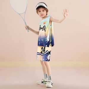 Ensemble de maillots de basket dégradés pour garçons avec imprimé style chinois, tenue de sport respirante 2 pièces pour l'entraînement et les matchs - Product Image 4