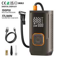 Compresseur d'air électrique portable à double cylindre 150 PSI avec batterie externe et écran LED intelligent