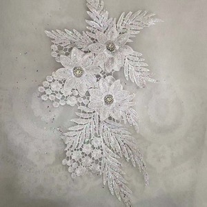 Diy Clothes Accessories Beaded 3D Flower Motif Applique <strong>Patch</strong> <strong>Glitter</strong> Sequined Rhinestones Floral Embroidery Handmade Lace <strong>Patch</strong> - Product Image 3