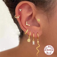 Gaby Nouveau Piercing Labret en Acier Inoxydable Doré Vintage avec Zircon, à Dos Plat, pour Cartilage, Lèvre, Hélix, Cadeau de Mariage
