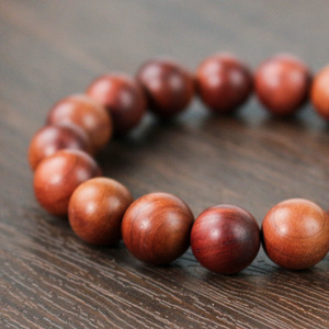 <b>Red</b> Cedar Wood <b>Bracelet</b> 12mm Single Strand Buddhist Prayer Beads Chinese Style Unisex Jewelry - Product Image 2