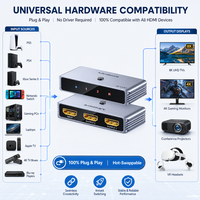 Mindpure Commutateur Répartiteur HDMI 2.1 Bidirectionnel 8K 60Hz 4K 120Hz 2 Entrées 1 Sortie 1 Entrée 2 Sorties Convertisseur Vidéo avec Télécommande IR HDCP2.2