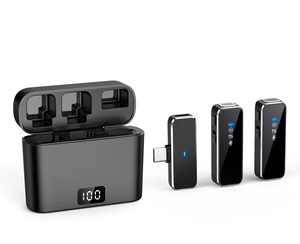 Micrófonos Lavalier inalámbricos baratos de alta calidad para teléfono móvil Dual Lapel 2,4G condensador omnidireccional para entrevista de Vlog - Product Image 3