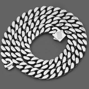 Cadena cubana de eslabones rectangulares grandes y pesados para hombre, collar de acero inoxidable estilo Miami, joyería con dijes. - Product Image 4