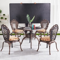 d'arrière-cour coussin mobilier d'extérieur empilable moderne en fonte d'aluminium ensemble de table à manger pour 4 sièges