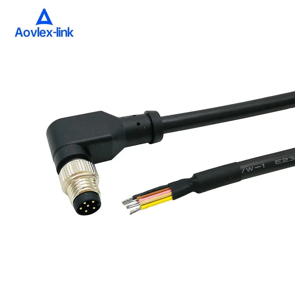 M8 Cable Elbow M8 Cable 6pin Male To Open Cable 90 Angle M8 Molding Connector Cable Flying Leads