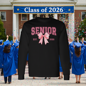 T-shirt à manches longues pour la promotion supérieure 2026, motif nœud rose, cadeau de remise de diplôme - Product Image 3