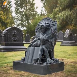 Подгонянная надгробная плита из натурального камня, Мраморная Скульптура Льва, надгробие для продажи - Product Image 1