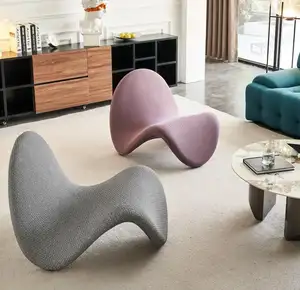 Unique Nordic Designer Single Lazy Sofa Chair Special-Shaped Material Options Velvet Wood Leather Fabric Leisure Relaxing Chair
