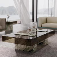 Table basse en marbre et verre trempé de style moderne minimaliste de petite taille de luxe italien pour le salon la chambre à coucher le rangement