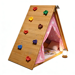 Moderna Struttura da Arrampicata in Legno per Interni a Forma di Triangolo con Scala e Rampa per lo Sviluppo Fisico dei Bambini - Product Image 3