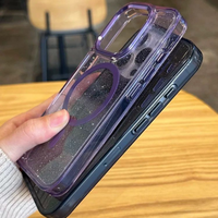    Étui magnétique sans fil avec paillettes brillantes pour iPhone 16e 15 14 Plus 13 12 11 Pro Max XR, coque transparente en acrylique
