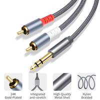 Câble audio 1M 2M 3M 4.6M 7.6M 1/4'' vers RCA, câble audio TRS 1/4'' vers RCA, câble répartiteur en Y stéréo 6.35mm vers double RCA