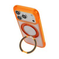 Étui magnétique de luxe avec support anneau dissimulé compatible iPhone 18 17 Pro Max, coque givrée antichoc avec airbag
