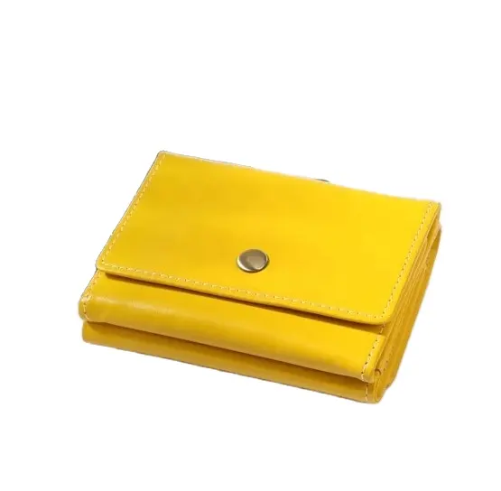 กระเป๋าสตางค์หนังแท้สีเหลืองสำหรับผู้ชาย,กระเป๋าใส่บัตรทรงสลิมสำหรับผู้หญิงปี5021