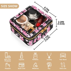 Luxury Custom Puakenikeni Pink Lei Print Cosmetic <b>Box</b> Travel Organizer Portable <b>Makeup</b> <b>Storage</b> Bags Small Cosmetic Case - Product Image 4