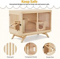 Vente en gros YSCat Maison pour chat en bois classique écologique avec fermeture à bouton, motif uni, forme carrée, toutes saisons H-206