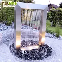 Fontaine de jardin abstrait en acier inoxydable, éléments d'eau en métal, sculpture extérieure