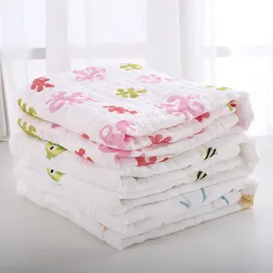 Organic double gauze muslin fabric in good quality plain and with pattern for baby blanket