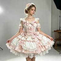 Robe Lolita douce et mignonne de type poupée, rose, style princesse fugitive, robe à bretelles pour anniversaire, pour femmes adultes