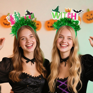 Serre-tête de démon à pampilles vertes, araignée, fantôme et citrouille pour Halloween, idéal pour les fêtes à thème maléfique et la décoration - Product Image 4