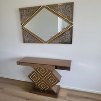NOUVELLE ARRIVÉE ENSEMBLE DE TABLE ET MIROIR CONSOLE EN FORME DE DIAMANT ANTIQUE