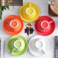 Ensemble de tasses à expresso en céramique colorée, tasses à thé et à café pour restaurant, tasse à thé en céramique pour l'après-midi et assiette à thé