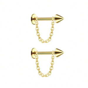 Para la venta caliente Cadena <span class=keywords><strong>de</strong></span> acero inoxidable Nariz Anillo <span class=keywords><strong>de</strong></span> uñas Extraíble Una uña Doble uso 16G Piercing Joyería Hombres Mujeres Regalo - Product Image 3