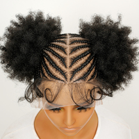 Perruque tressée pour enfants, perruque synthétique à lacets complets, tresses africaines, queue de cheval, dentelle transparente, légère, pour filles