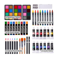 Ensemble d'art pour enfants ZMOL 175 pièces Boîte en bois avec crayons, peintures acryliques et crayons de couleur - Couleurs personnalisées