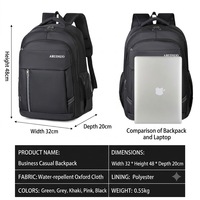 Sac à dos pour ordinateur portable Oxford imperméable grande capacité, sac à dos de travail professionnel pour hommes, léger, pour l'université, l'école, les voyages, OEM