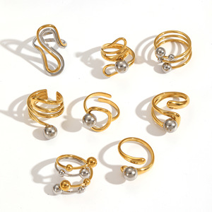 Geometric Irregular Line Stainless Steel <b>Ring</b> For Women Fashionable Hollow <b>Titanium</b> Steel Jewelry Daily Wear - Product Image 4