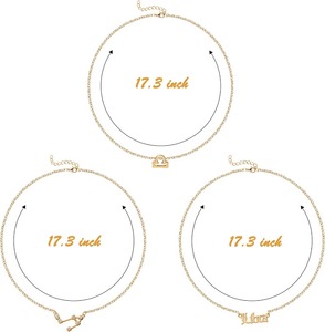3 Pcs/Set Fashion Zodiac Sign Pendant Necklace Women's Gold Plated 12 Zodiac Symbol Starry Sky <span class=keywords><strong>English</strong></span> Letter Horoscope Necklace - Product Image 4