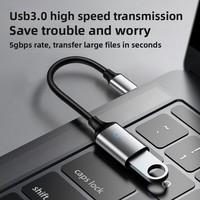 Adaptateur de prise OTG en aluminium Super Speed 5Gbps Type C mâle vers câble de données USB 3.0 avec lumière LED pour téléphone intelligent tablette ordinateur portable