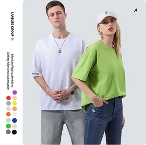 Camiseta holgada de algodón puro LS 240GSM 100% para hombre y mujer, camiseta unisex con cuello redondo, camiseta con logotipo personalizado tideway