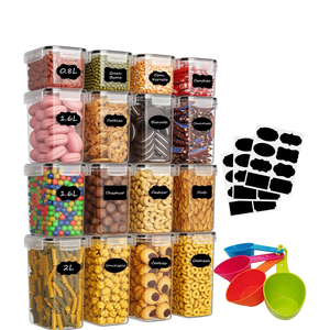 Transparent Rectangle PET <b>Plastic</b> Injection Molded Food <b>Storage</b> Jar Custom Logo Sealed Design Sustainable Kitchen Container - Product Image 1