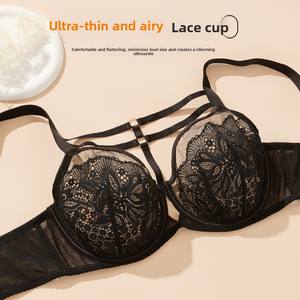 Soutien-gorge d'été grande taille respirant à motif floral gothique avec maintien pour <span class=keywords><strong>poitrine</strong></span> généreuse et dentelle ultra-fine pour femme - Product Image 3