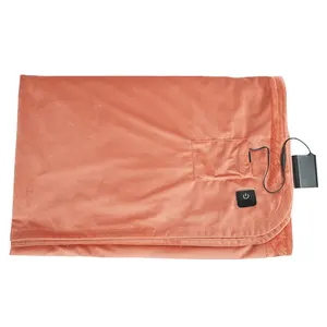 Custom Low Voltage 12v Twin Queen King Size Graphene Flame Retardant Cordless Electric Heated Heating Throw Blanket