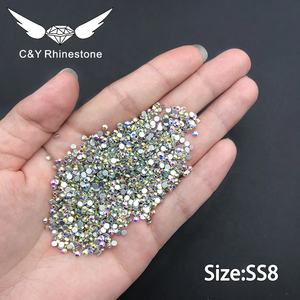 도매 고품질 돌 유리 비 뜨거운 수정 플랫 백 네일 아트 AB 크리스탈 라인 석 - Product Image 5